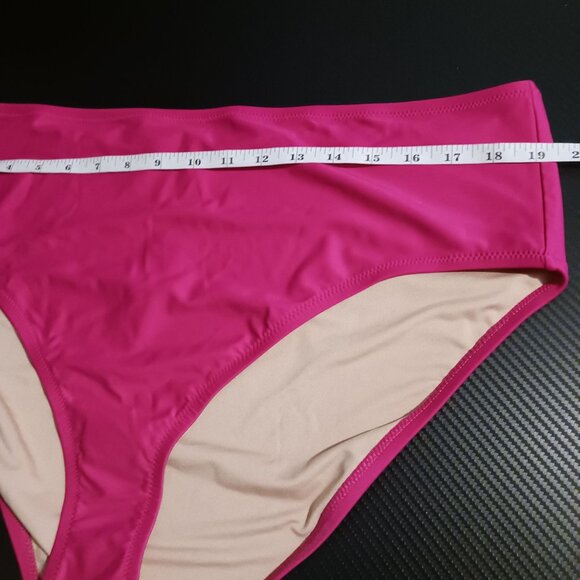 NEW J.Crew Hallie High Waist Moderate Coverage Bikini Bottoms Radiant Fuchsia 2X - Picture 9 of 12